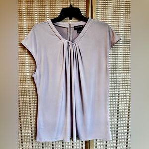 Liz Claiborne Sz XL Career Pink Sleeveless Blouse Zip Back Crew Neck